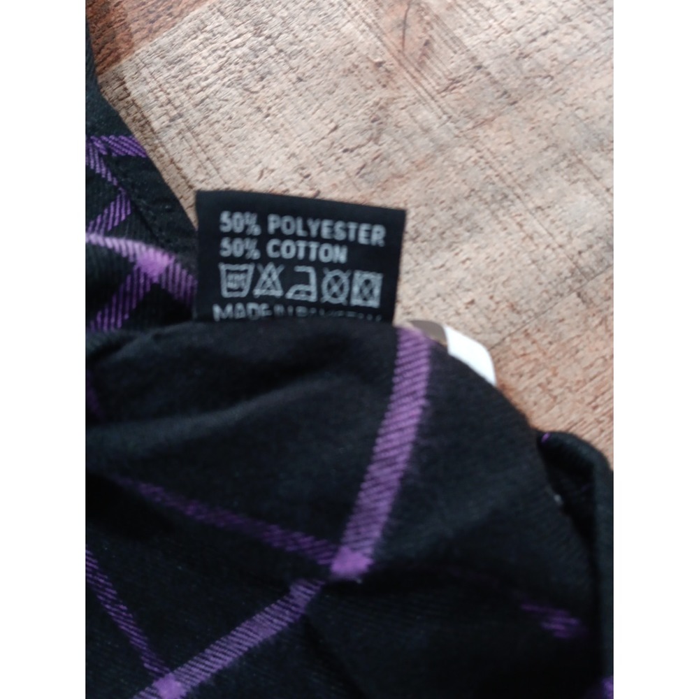 Demons Behind Me Flannel Button Up Shirt Skull Patch Sz XL Tall 2640 - Picture 9 of 15